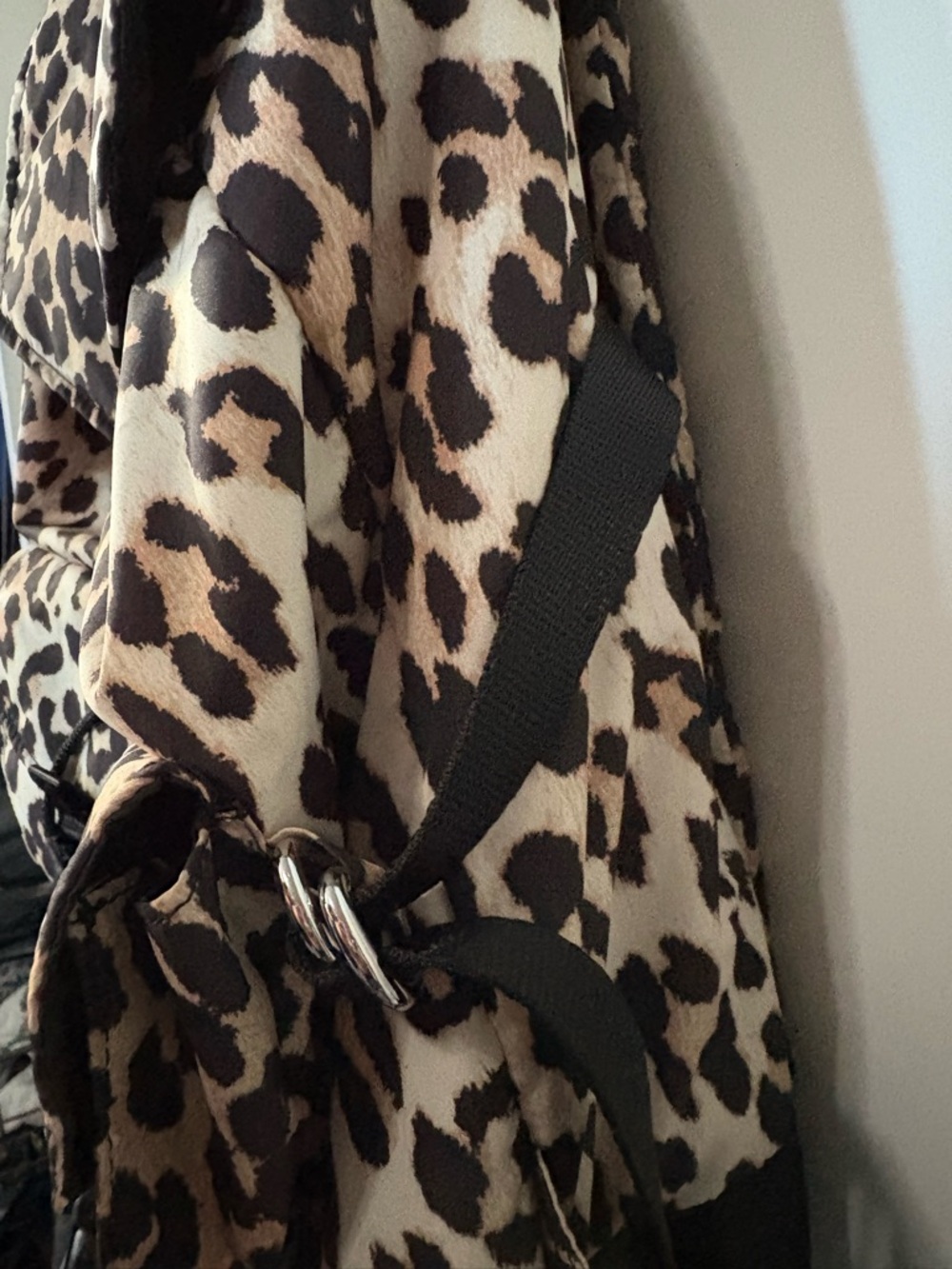 Ganni Leopard Print Tech Backpack in Brown and Black - Picture 5 of 8